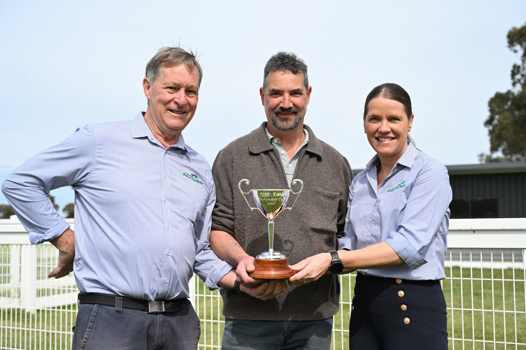 Peter Knight, Dave Russ and Penny Penfold have been working hard with the committee getting ready for Saturday’s JBS Pork St Arnaud Cup. NCN PHOTO