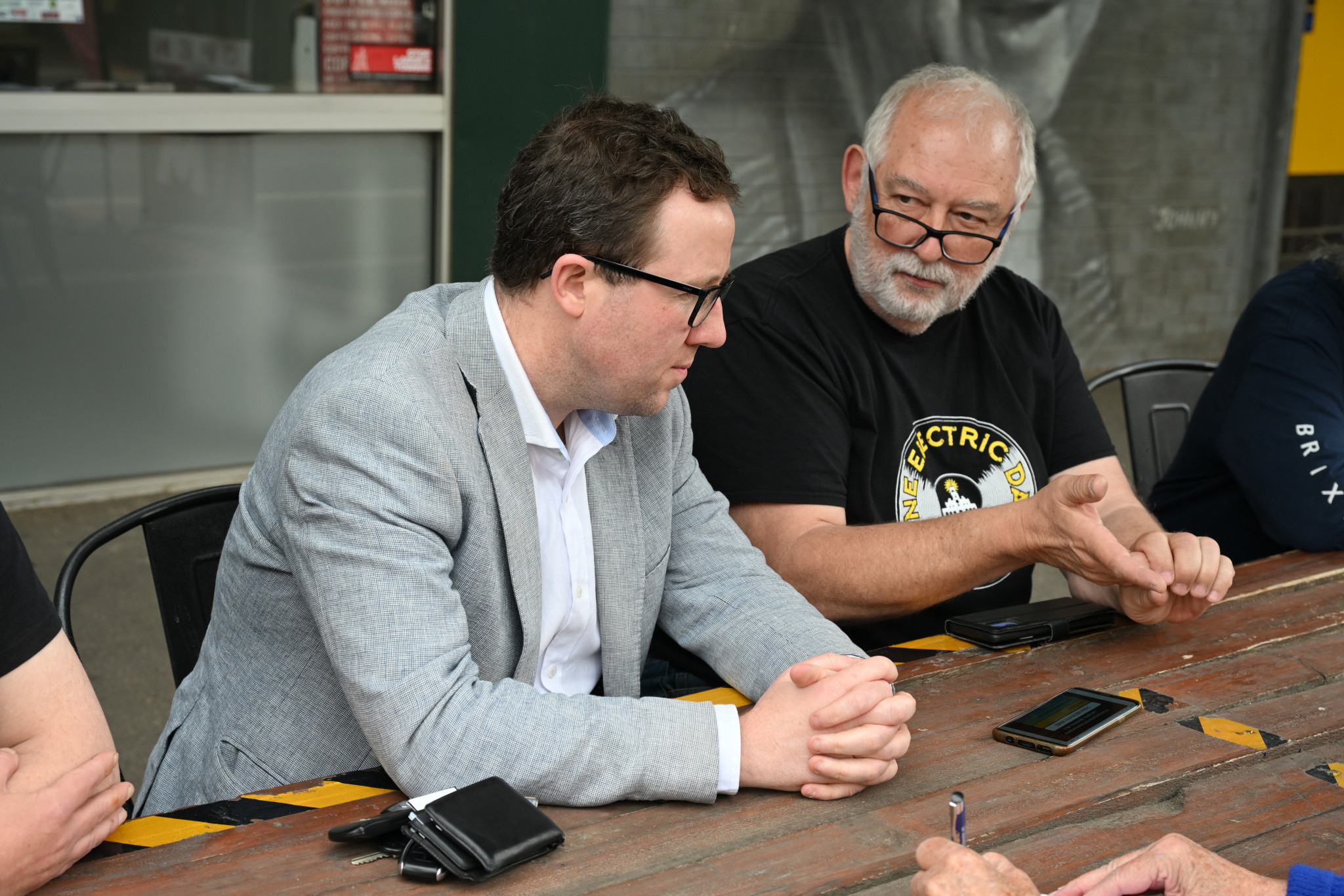 Liberal MP Joe McCracken with St Arnaud Community Action Network secretary Eric Mattsson. NCN PHOTO