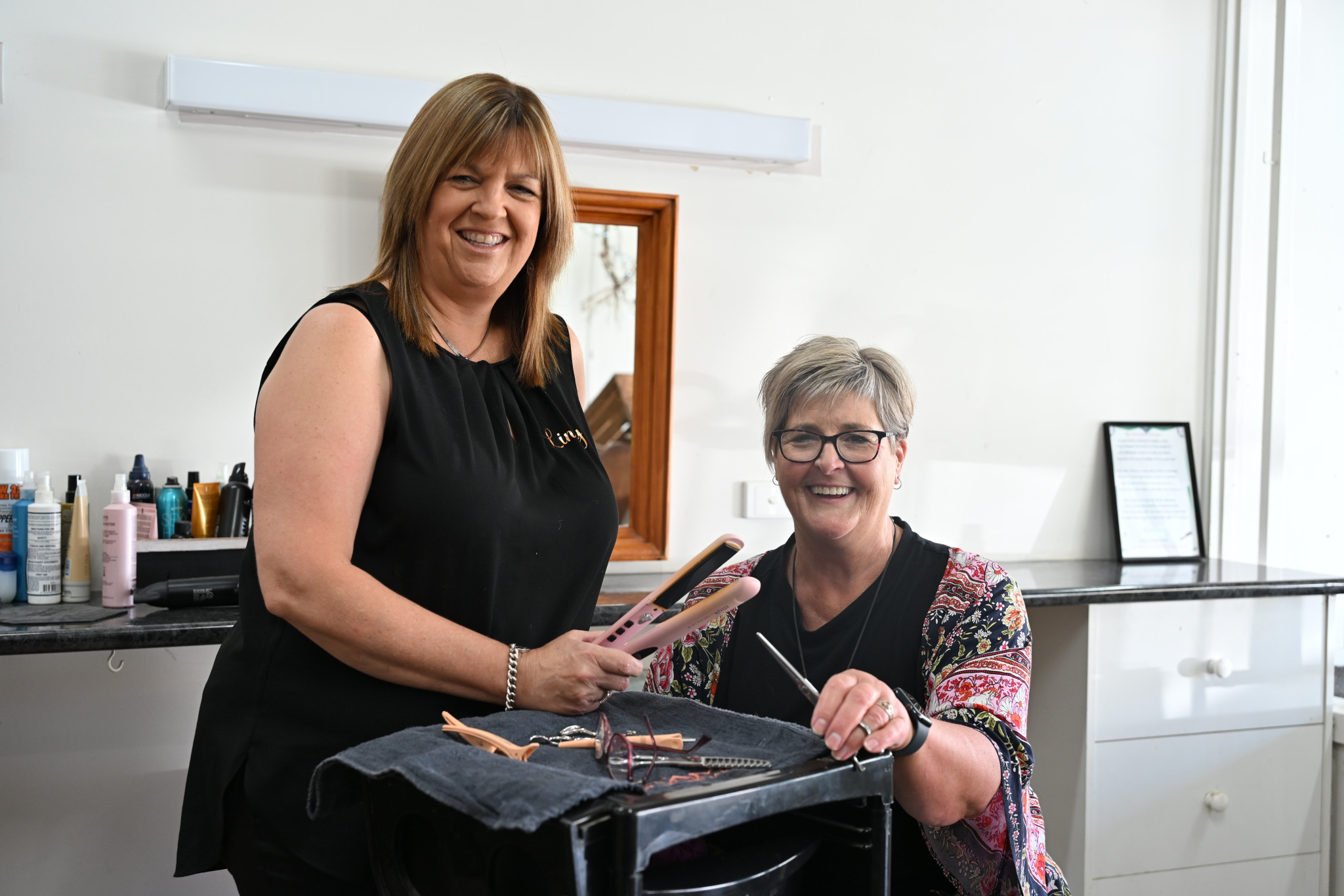 Top of the Town Hair and Beauty&rsquo;s Lindy Patching and owner Meagan Harvey are keen to welcome anyone into their little community. NCN PHOTO