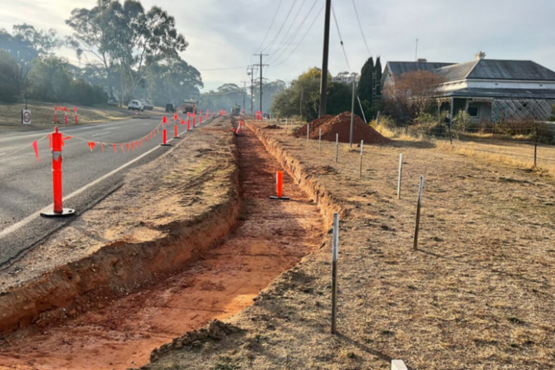 Curb and channeling works being carried out in Inglewood Road by Northern Grampians Shire Council. PHOTO: Supplied