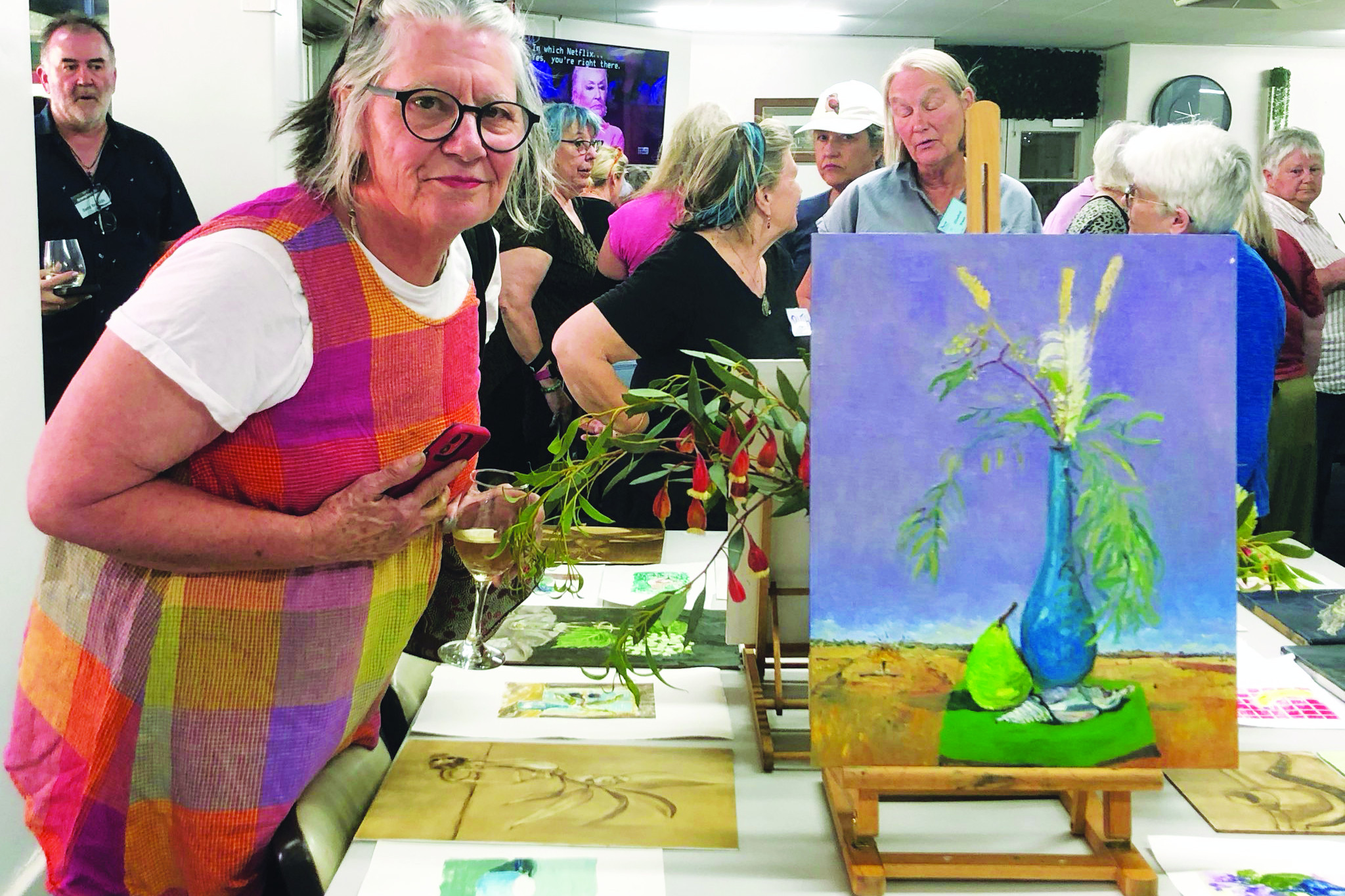 Libby Letcher with one of her pieces at the Summer Brushes workshop held in Horsham last week.