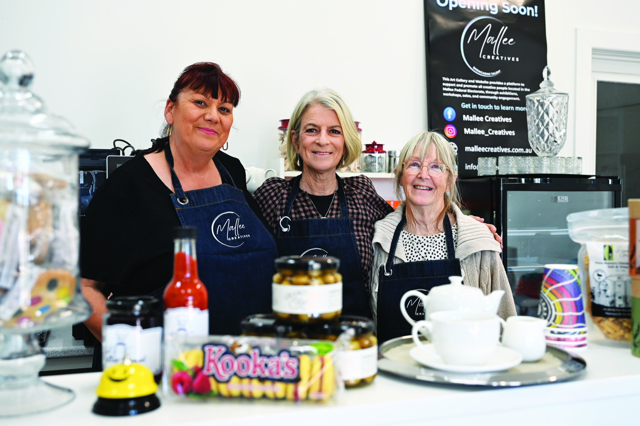Kaylene Cossar, Marea Judd and Trish John at Mallee Creatives in High Street, Charlton. NCN PHOTO