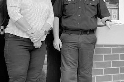 Jane Sutherland secretary of SCAN and Sgt Tim Thomson at the St. Arnaud Police Station.