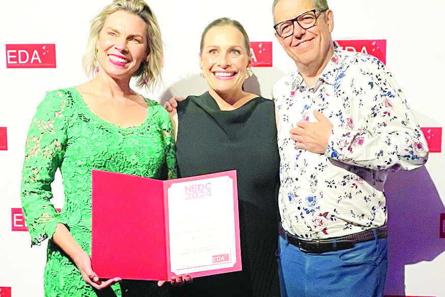 Northern Grampians Shire Council Director Strategy, Prosperity and Engagement Justine Kingan, Tourism and Marketing Officer Anna Gellert and Chief Executive Officer Brent McAlister celebrate being named a finalist at the 2024 National Economic Development Awards in Melbourne on 17th October.