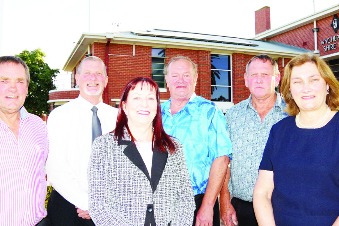 (left to right) Crs Stephen Barratt, Bruce Stafford, Charmaine Delaney, Alan Getley, Graeme Milne and Bernadette Hogan.