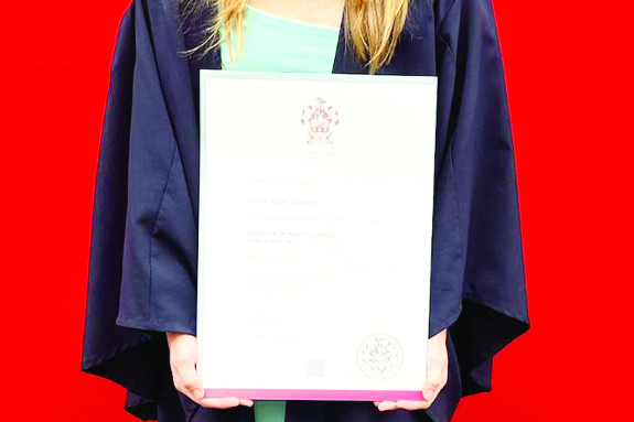 Lucy Gorrie, recent graduate in Health Science.