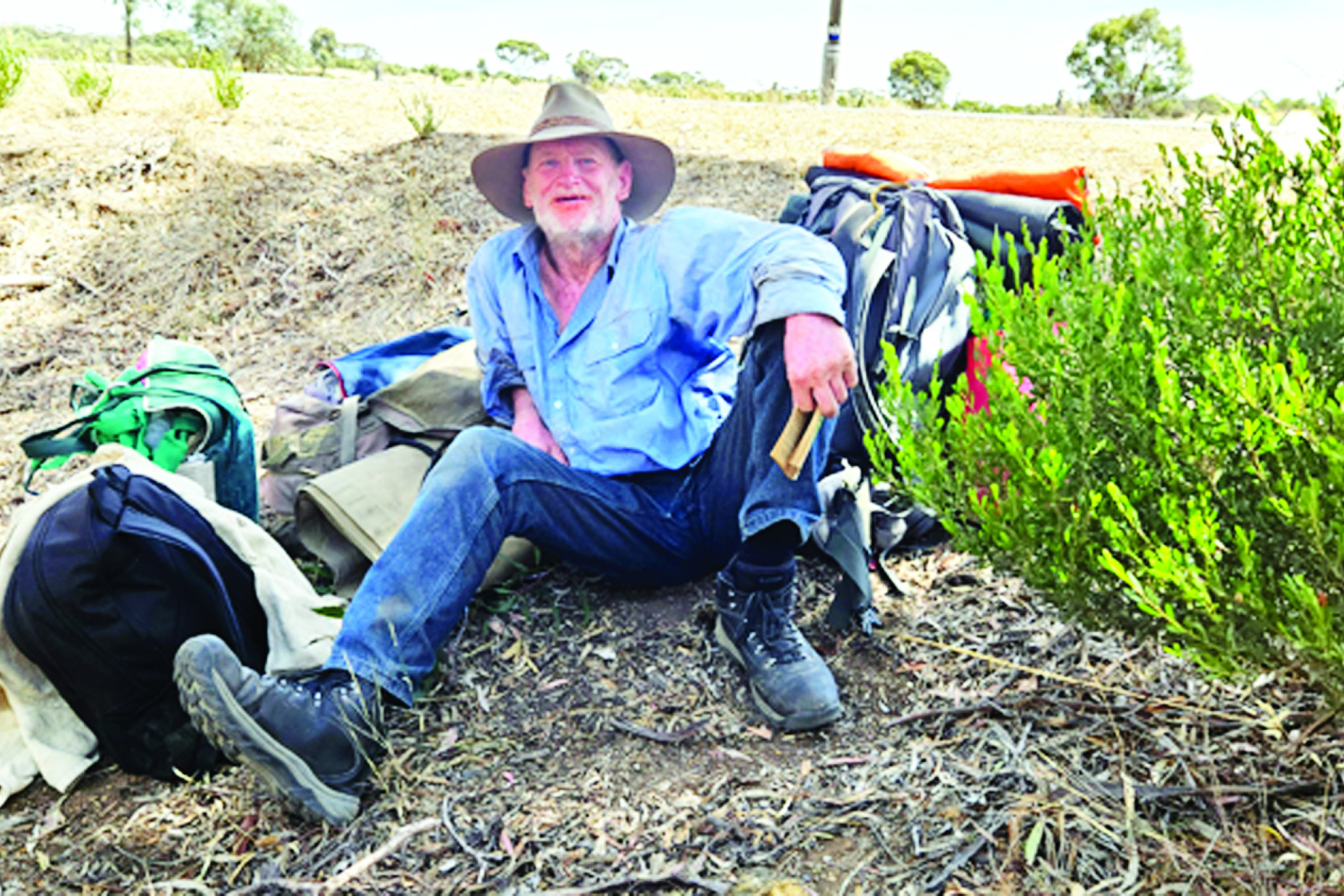 North Central News caught up with John just outside St. Arnaud on the Charlton road where he was resting, reading a book, to pass away the hours of heat on Saturday.