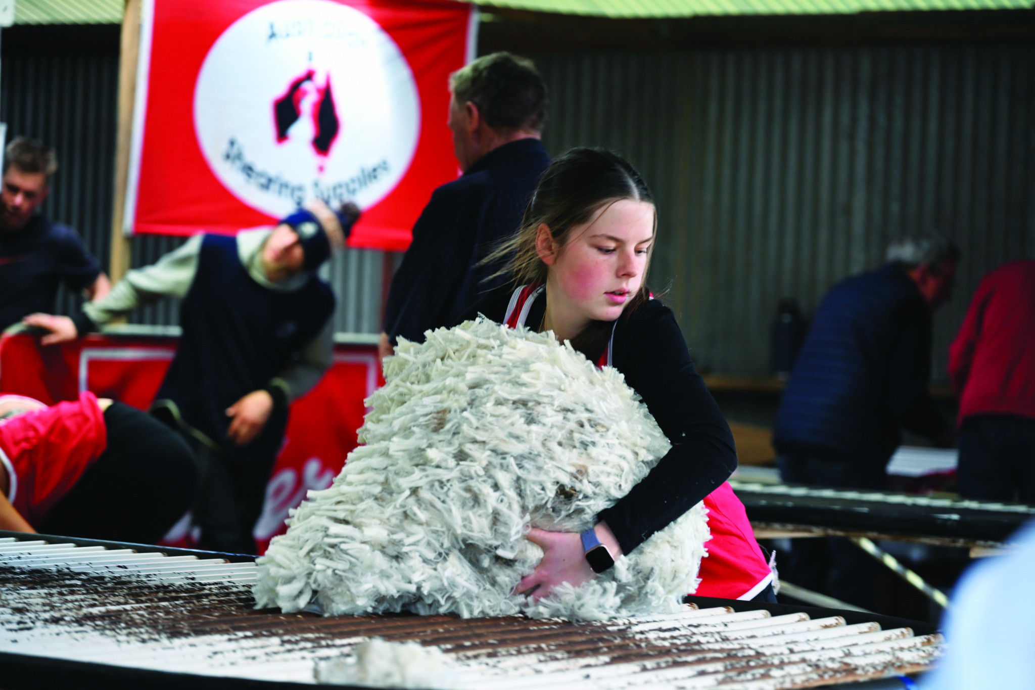 Layla Maguire making room for the next fleece. NCN PHOTO